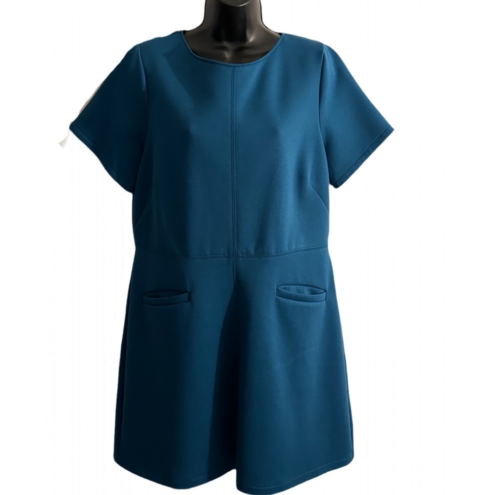 Ann Taylor 16 Teal fit & flare short sleeve business dress